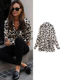 Women satin blouse long sleeve zebra print shirts vintage office ladies tops