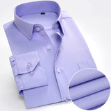 Mens Dress Shirt Long Sleeve Casual Pure Color Business Stand Collar