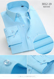 Mens Dress Shirt Long Sleeve Casual Pure Color Business Stand Collar