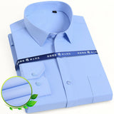 Mens Dress Shirt Long Sleeve Casual Pure Color Business Stand Collar
