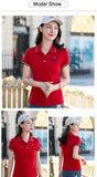 Summer women slim golf polo shirts Short-sleeved Casual Pique cotton embroidery logo