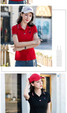 Summer women slim golf polo shirts Short-sleeved Casual Pique cotton embroidery logo