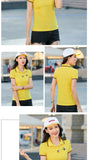 Summer women slim golf polo shirts Short-sleeved Casual Pique cotton embroidery logo