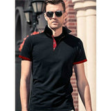 Men Polo Shirt Short Sleeve Contrast Color Summer Streetwear