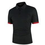 Men Polo Shirt Short Sleeve Contrast Color Summer Streetwear