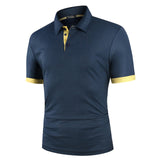 Men Polo Shirt Short Sleeve Contrast Color Summer Streetwear