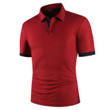 Men Polo Shirt Short Sleeve Contrast Color Summer Streetwear