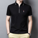 Golf Polo Shirts For Men Summer New Short Sleeve Zipper Lapel Tops