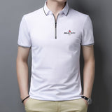 Golf Polo Shirts For Men Summer New Short Sleeve Zipper Lapel Tops