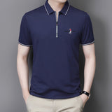 Golf Polo Shirts For Men Summer New Short Sleeve Zipper Lapel Tops