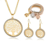 Gold Color Tree Of Life Jewelry For Girls Necklace Earring Braceiet