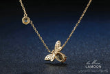 LAMOON Bee 100% Citrine Silver Jewelry 14K Yellow Gold Plated Pendant