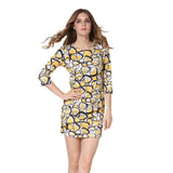 Fashion Women Sexy Floral Printed Three Quarter Plus Sise Evening Party