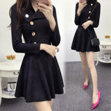 Suede dress fall and winter fashion long-sleeved A-line dress