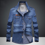 Brand Clothing Denim Shirts Men Casual Long Sleeve Fashion