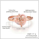 LAMOON Heart 9x10mm Gemstone Rose Quartz Jewelry Wedding Ring
