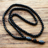 New Design Black Hematite Carving Bead Necklace Fashion Jewelry