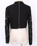 Women Sexy Lace Patchwork Tops Long Sleeve Push Up Padded Bra Sexy