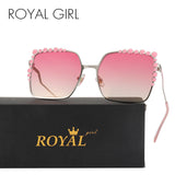 Oversize Square Sunglasses Women Designer Retro Ombre Glasses