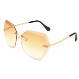 Women Sunglasses Rimless Coating Gradient Colorful Lens Glasses