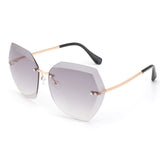 Women Sunglasses Rimless Coating Gradient Colorful Lens Glasses