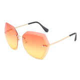 Women Sunglasses Rimless Coating Gradient Colorful Lens Glasses