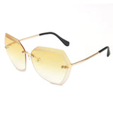 Women Sunglasses Rimless Coating Gradient Colorful Lens Glasses