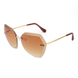 Women Sunglasses Rimless Coating Gradient Colorful Lens Glasses