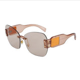 Oversized Square Sunglasses Women Rimless Shades UV400 Eyewear