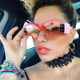 Ladies Oversized Fashion Mirror Sunglasses Women Half Frame Eyewear