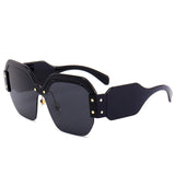 Ladies Oversized Fashion Mirror Sunglasses Women Half Frame Eyewear