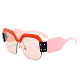 Ladies Oversized Fashion Mirror Sunglasses Women Half Frame Eyewear