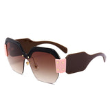 Ladies Oversized Fashion Mirror Sunglasses Women Half Frame Eyewear