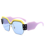 Ladies Oversized Fashion Mirror Sunglasses Women Half Frame Eyewear