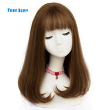 Synthetic Long Straight Natural Hair Wigs With Bangs Womens