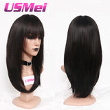 Silky Straight long black Ombre brown blonde Synthetic Wigs for women