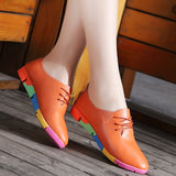 new breathable genuine leather peas flats shoes plus size women shoes