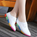 new breathable genuine leather peas flats shoes plus size women shoes