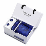 Gift box packing  men brand luxury necktie pocket square silk tie set