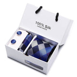 Gift box packing  men brand luxury necktie pocket square silk tie set