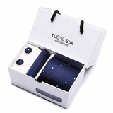 Gift box packing  men brand luxury necktie pocket square silk tie set
