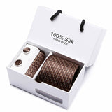 Gift box packing  men brand luxury necktie pocket square silk tie set