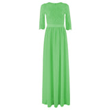 Malianna Elegant Hollow Out Lace Long Maxi Dresses Chiffon Half Sleeve