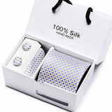 Gift box packing  men brand luxury necktie pocket square silk tie set