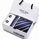 Gift box packing  men brand luxury necktie pocket square silk tie set