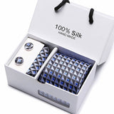 Gift box packing  men brand luxury necktie pocket square silk tie set