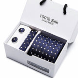 Gift box packing  men brand luxury necktie pocket square silk tie set