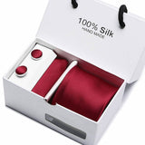 Gift box packing  men brand luxury necktie pocket square silk tie set