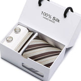 Gift box packing  men brand luxury necktie pocket square silk tie set