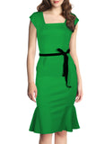 Casual Peplum Bow-Knot Belt Party Dress